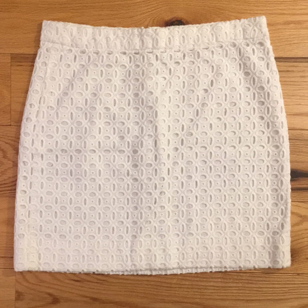 J Crew 💰SALE Women's White Eyelet Miniskirt Size 8 Lined